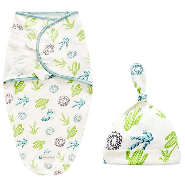 Baby Swaddle Blanket + Cap Set