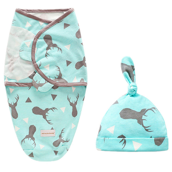 Baby Swaddle Blanket + Cap Set