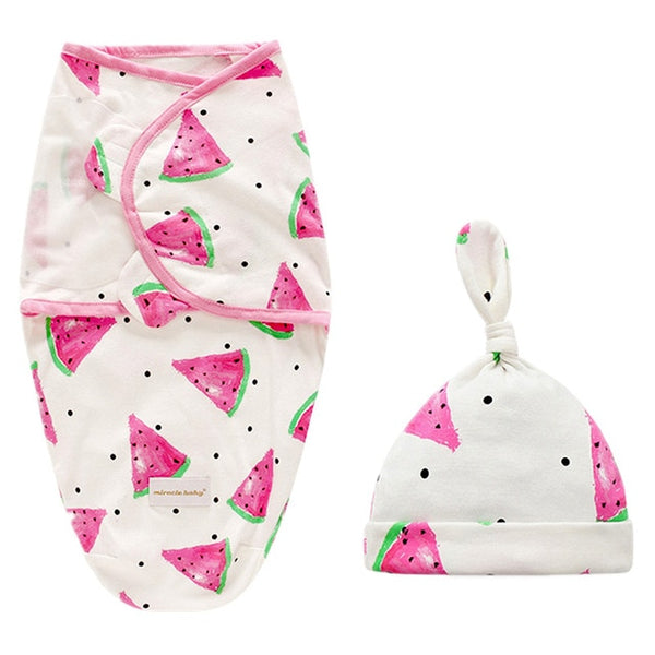 Baby Swaddle Blanket + Cap Set