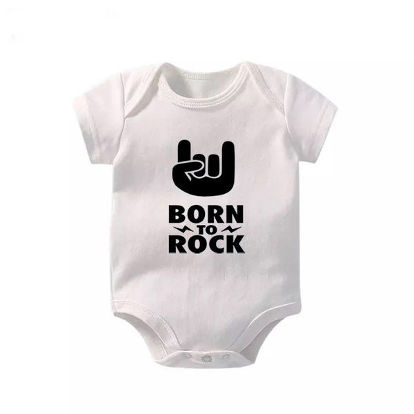 Culbutomind Born To Rock Black Cotton Short Sleeve Baby Bodysuit Baby Boys Girls Clothes Funny Baby Newborn Clothing