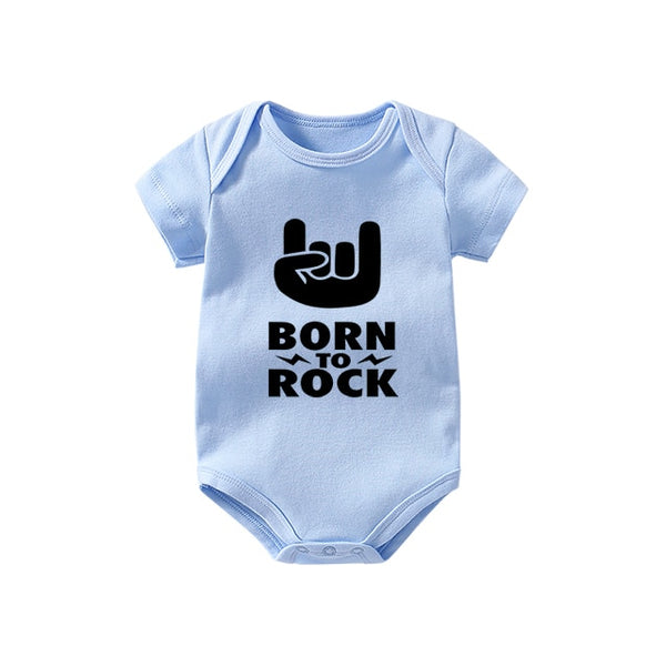 Culbutomind Born To Rock Black Cotton Short Sleeve Baby Bodysuit Baby Boys Girls Clothes Funny Baby Newborn Clothing