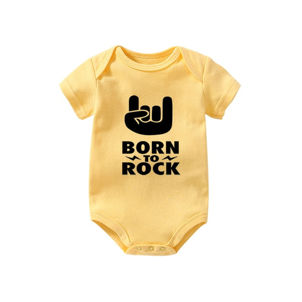 Culbutomind Born To Rock Black Cotton Short Sleeve Baby Bodysuit Baby Boys Girls Clothes Funny Baby Newborn Clothing