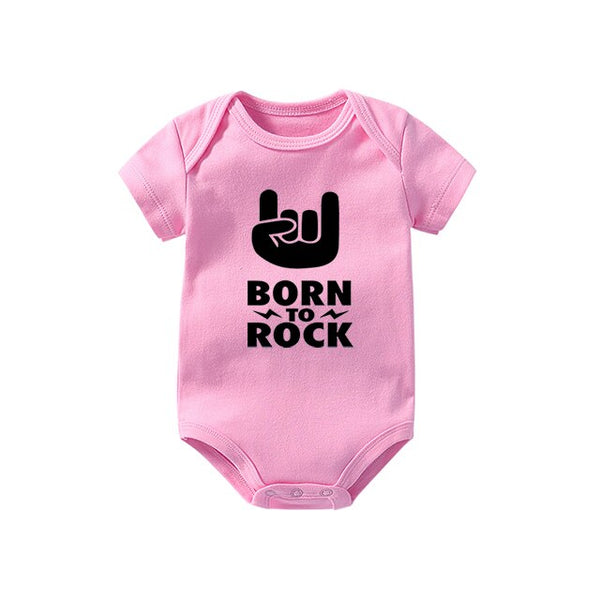 Culbutomind Born To Rock Black Cotton Short Sleeve Baby Bodysuit Baby Boys Girls Clothes Funny Baby Newborn Clothing