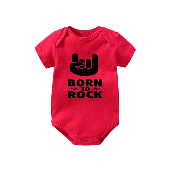 Culbutomind Born To Rock Black Cotton Short Sleeve Baby Bodysuit Baby Boys Girls Clothes Funny Baby Newborn Clothing