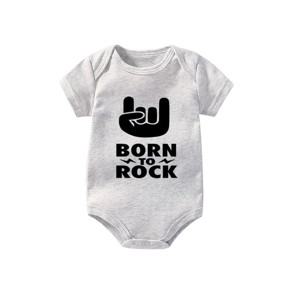 Culbutomind Born To Rock Black Cotton Short Sleeve Baby Bodysuit Baby Boys Girls Clothes Funny Baby Newborn Clothing