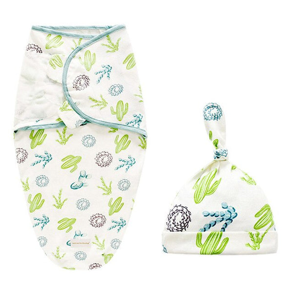 Baby Swaddle Blanket + Cap Set