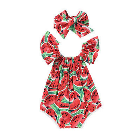 Watermelon Print Baby Girl Bodysuit